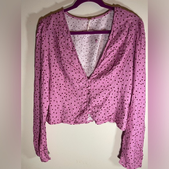 NWOT Maye Polka Dot Blouse. Size Large. Pink & Deep Purple Dots - Picture 3 of 9